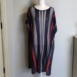 EASEL Kaftan Poncho Shrug Striped Blue Orange Green Small/Medium Oversized